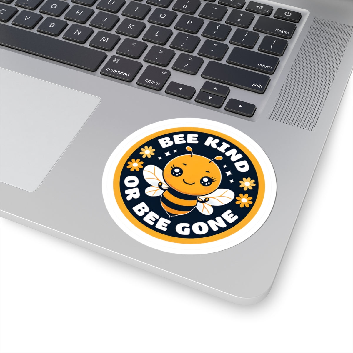 Bee Kind or Bee Gone Round Sticker — Cute Bumblebee Vinyl Kiss-Cut Sticker