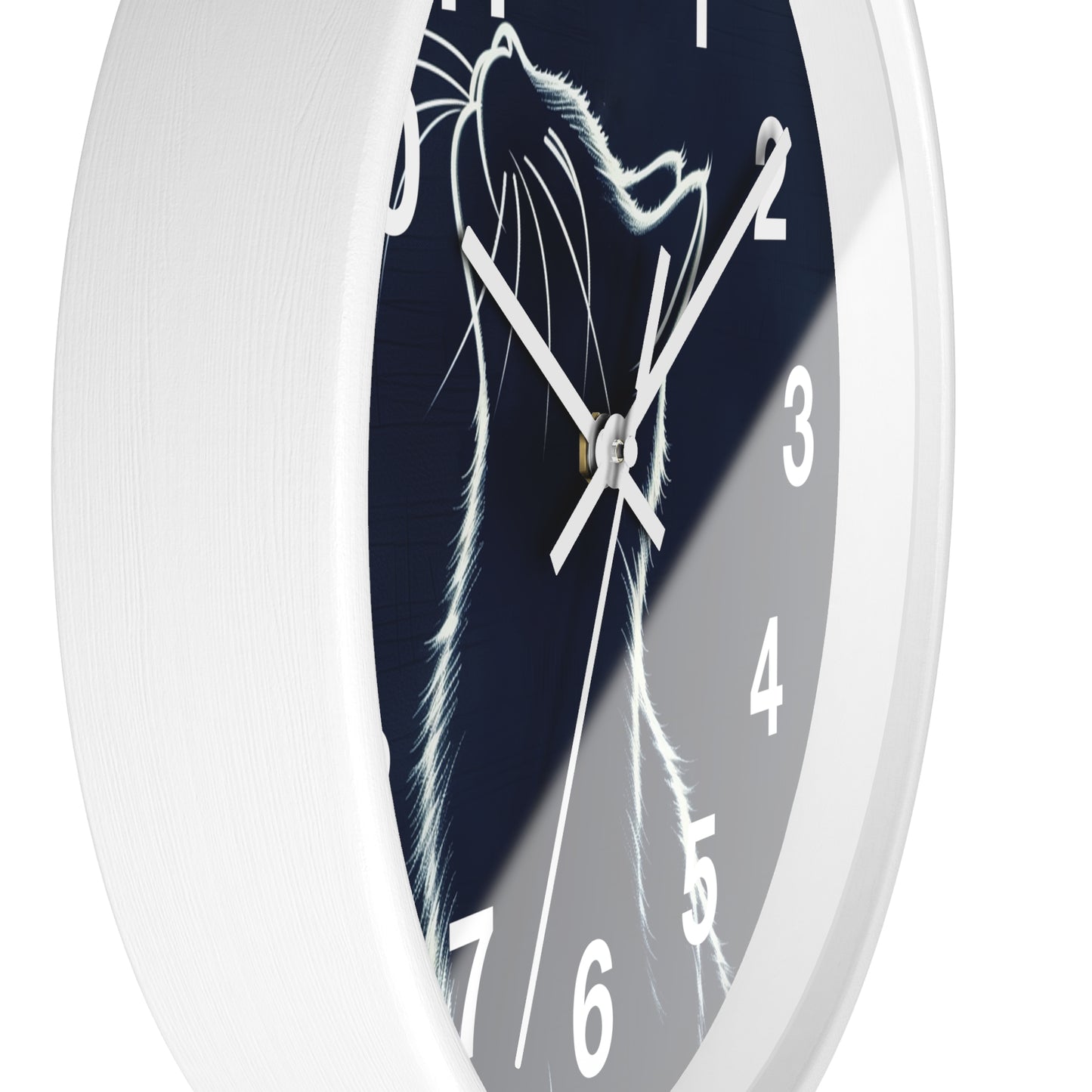 Moonlit Cat Wall Clock | Night Sky Silhouette, Minimal Numerals
