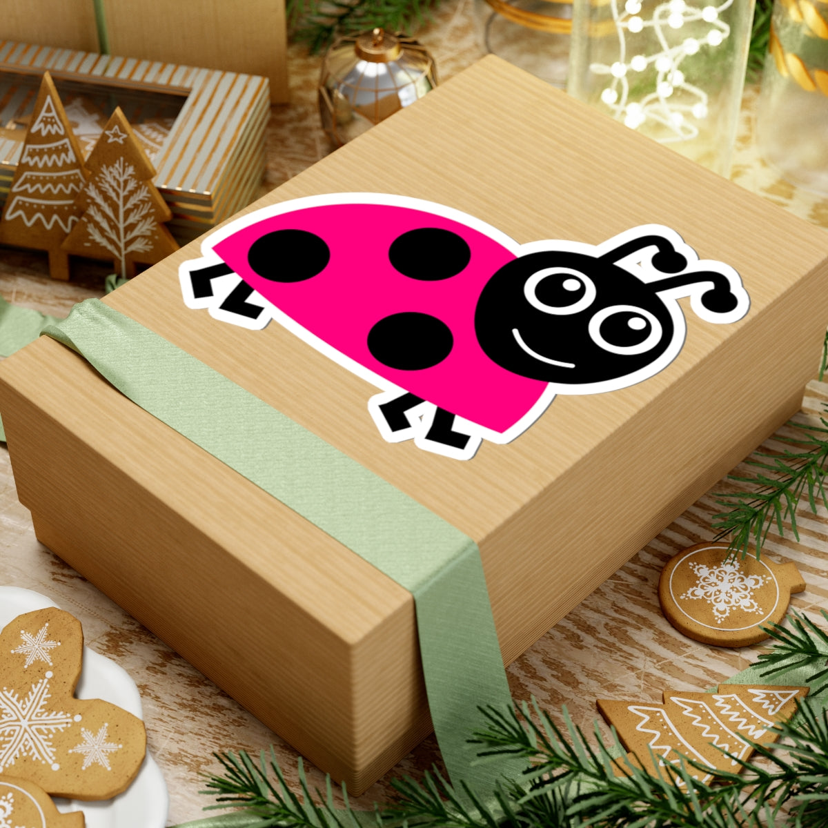 Pink Ladybug Sticker — Cute Kiss-Cut Vinyl Decal for Laptops, Water Bottles & Kids