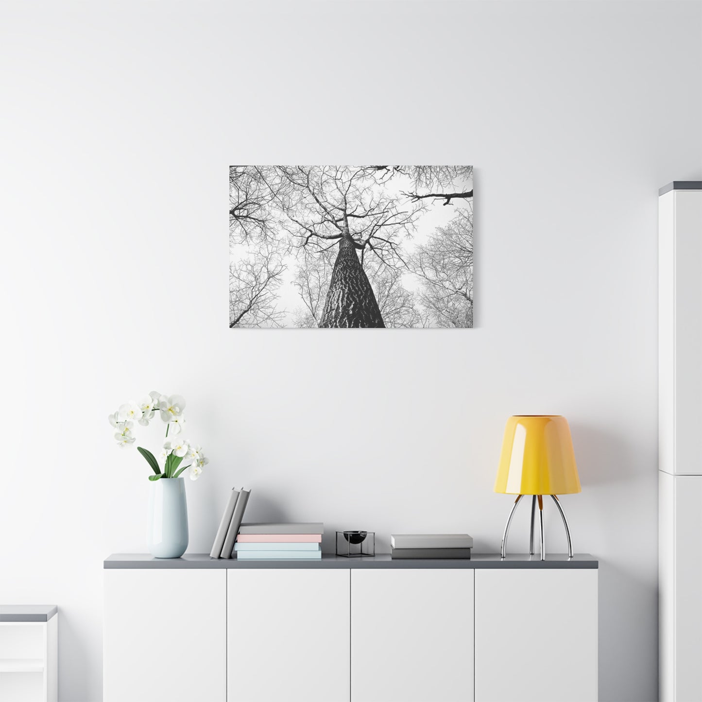 Black & White Tree Canopy Matte Canvas Wall Art — Upward Forest Photography