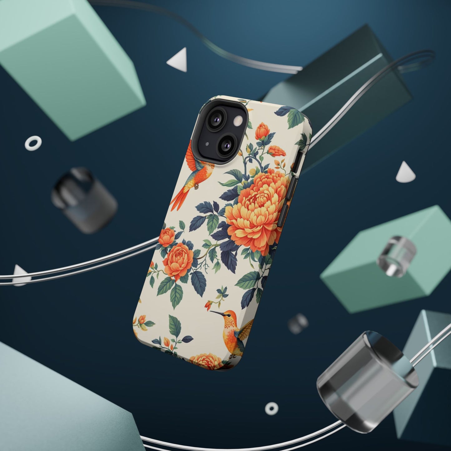 Floral Hummingbird Magnetic Phone Case — Impact-Resistant Protective Cover