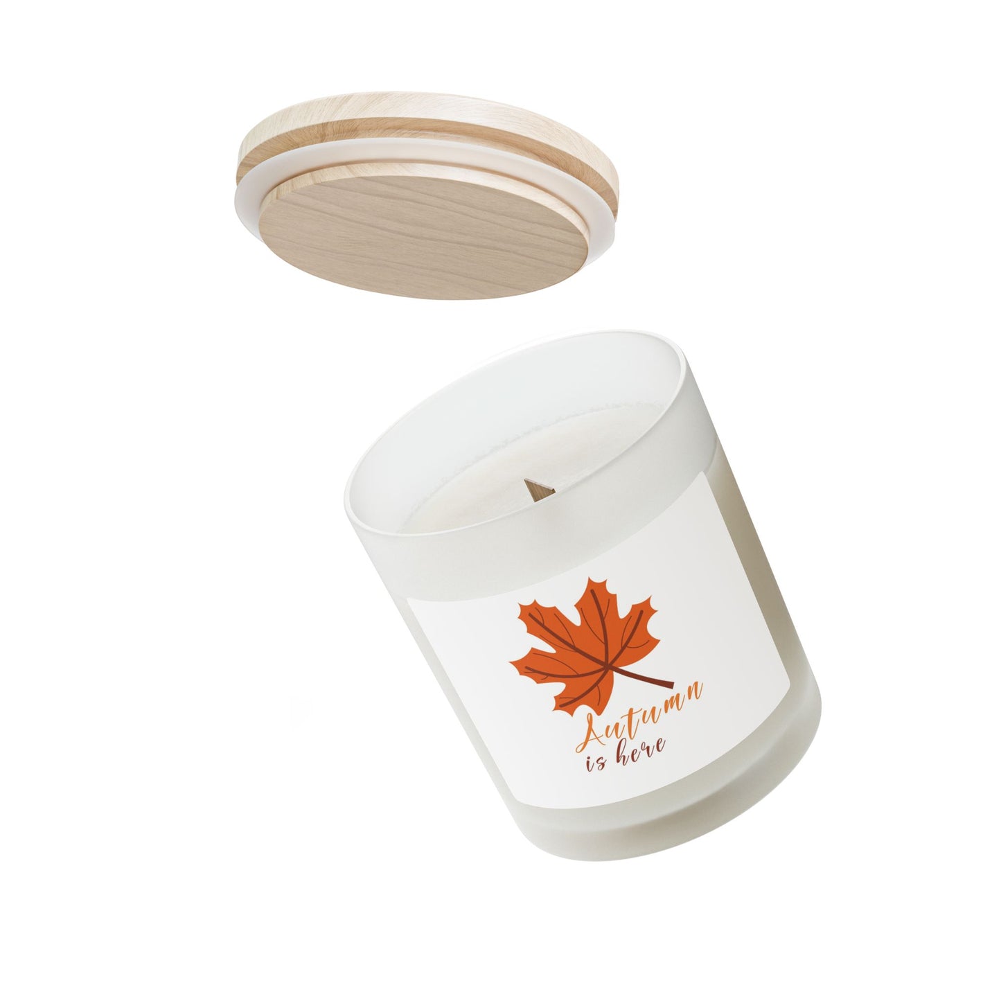 Autumn Is Here Frosted Glass Candle — 11oz Fall Scented Candle