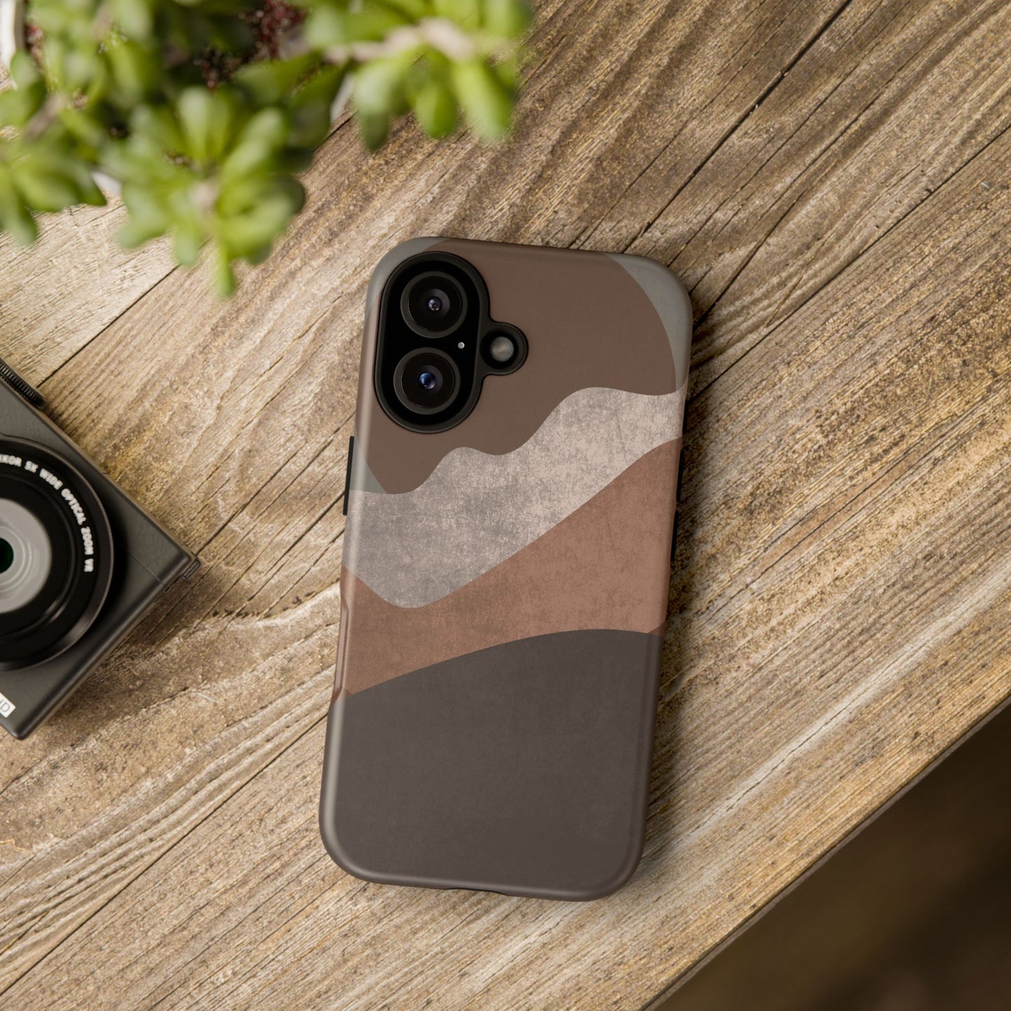 Abstract Earthtone Phone Case — Brown Layered Rugged Tough Case