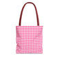 Cute Pink Gingham Tote Bag - Reusable Shopping Bag, Beach Tote