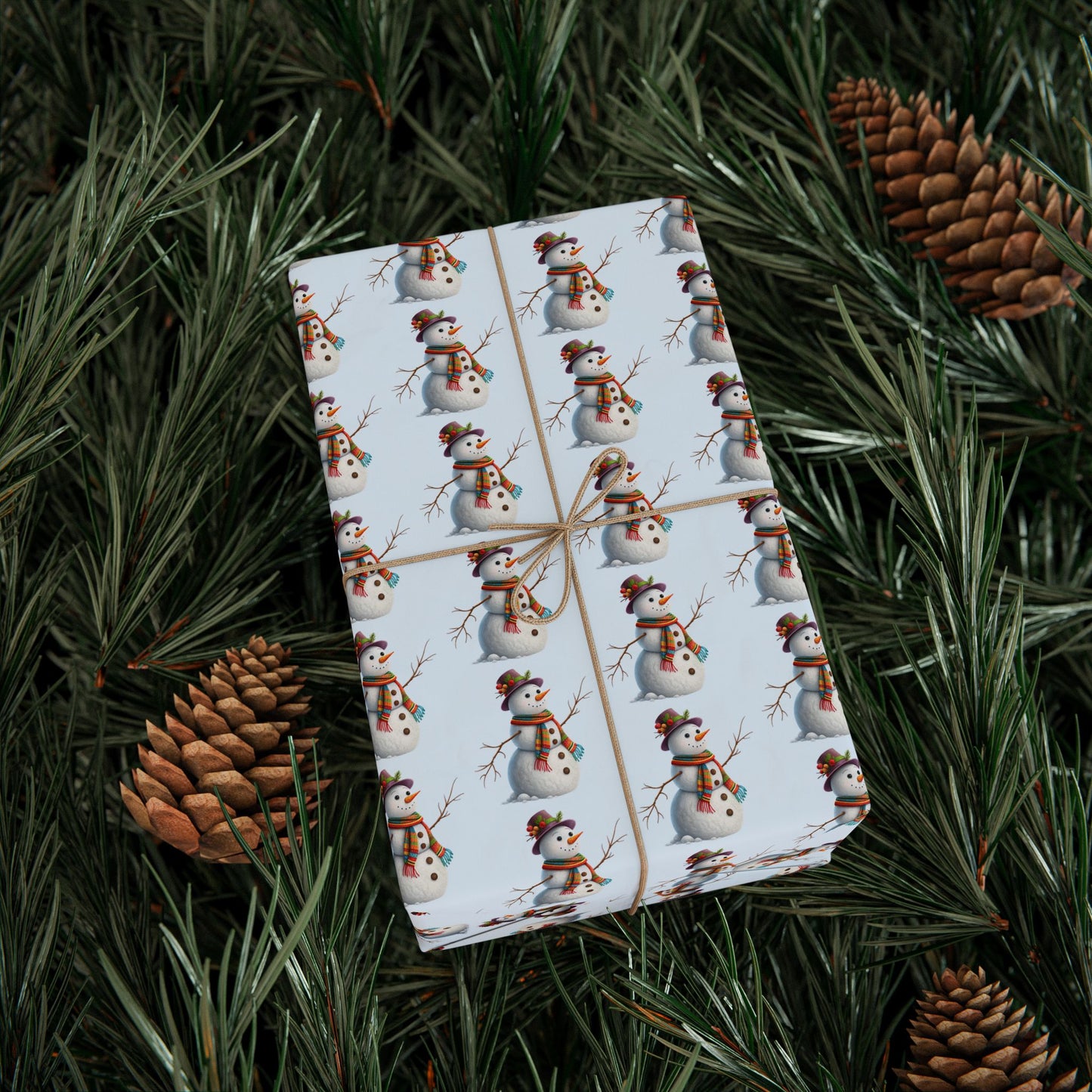 Snowman Pattern Wrapping Paper Roll — Festive Holiday Gift Wrap