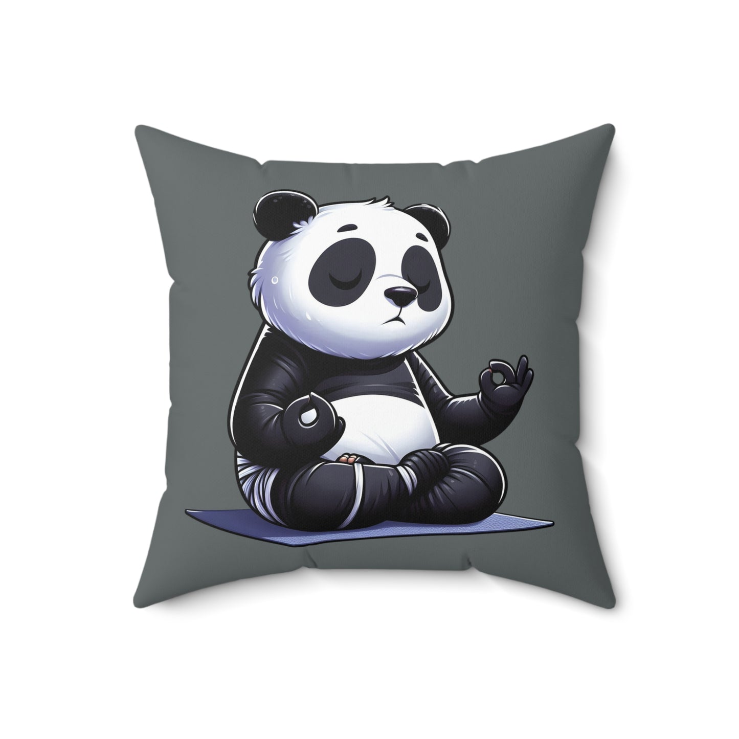 Meditating Panda Throw Pillow — Cute Zen Yoga Decorative Cushion