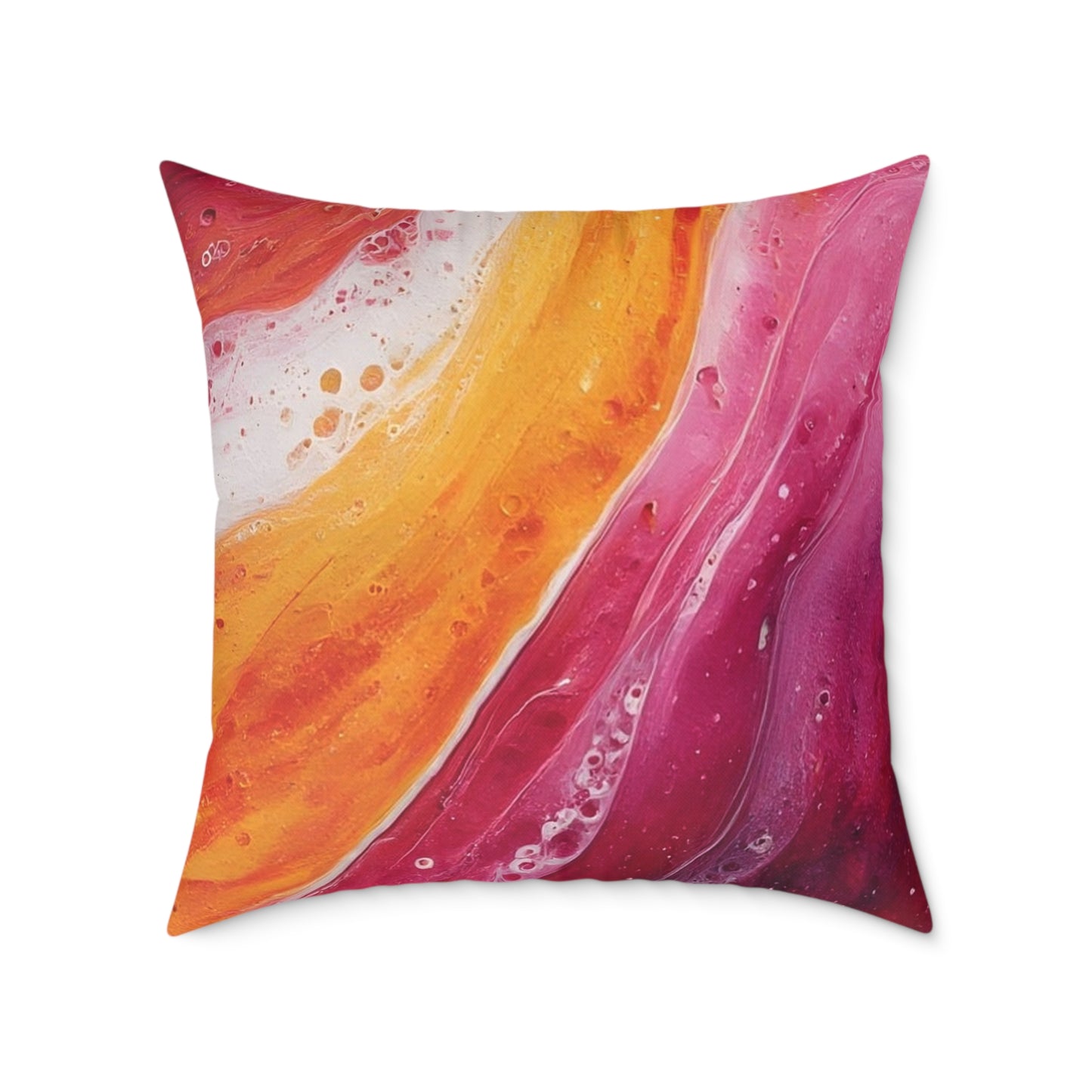 Abstract Sunset Waves Pillow — Vibrant Pink & Orange Decorative Throw Cushion