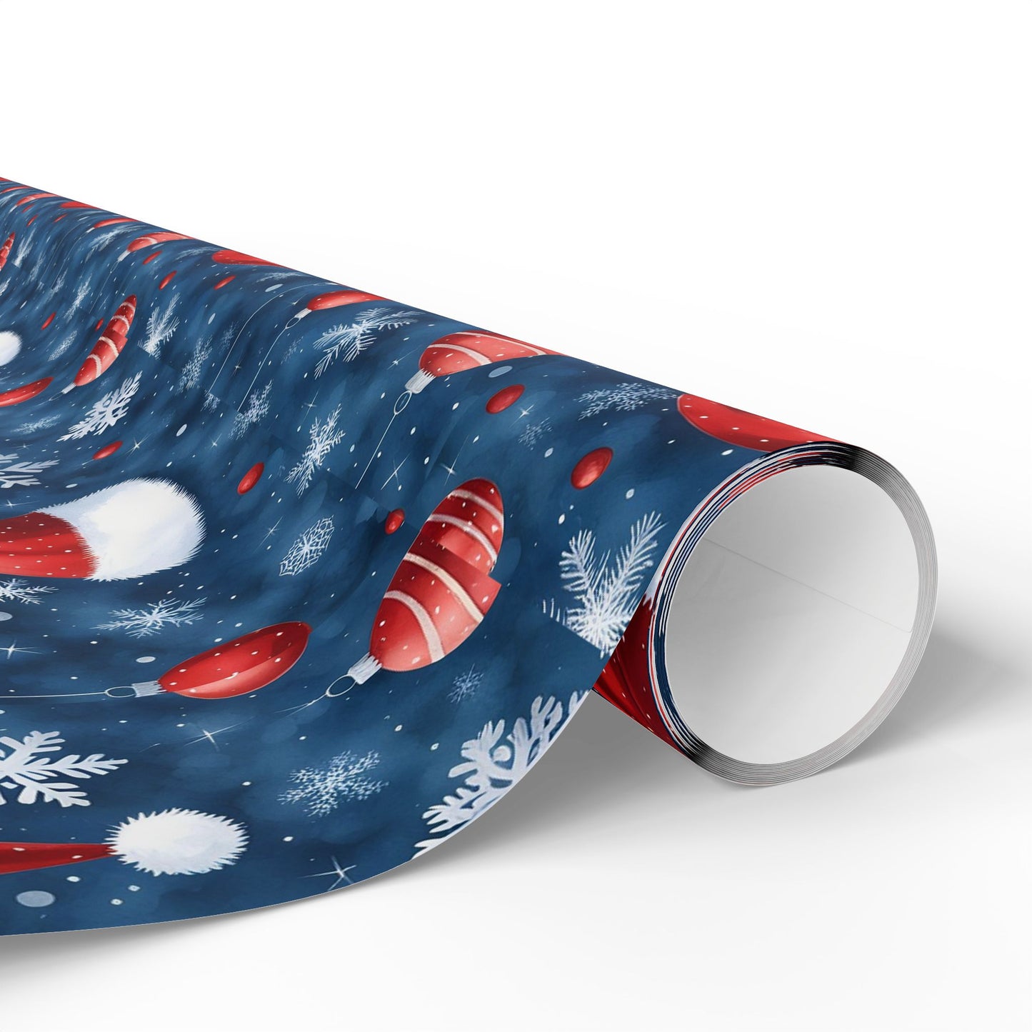 Holiday Snowman Wrapping Paper Roll — Festive Blue & Red Christmas Gift Wrap