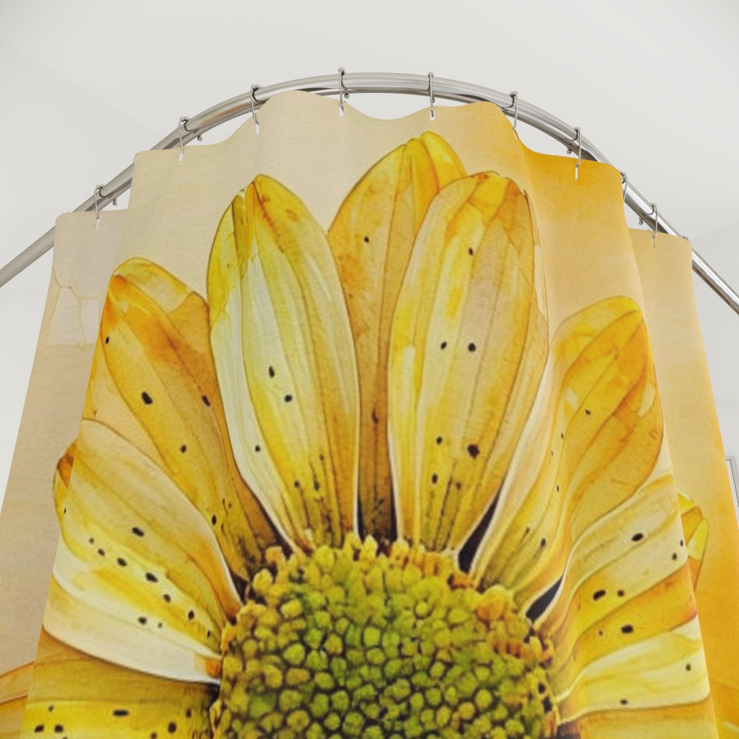 Yellow Daisy Shower Curtain — Bright Floral Bathroom Decor