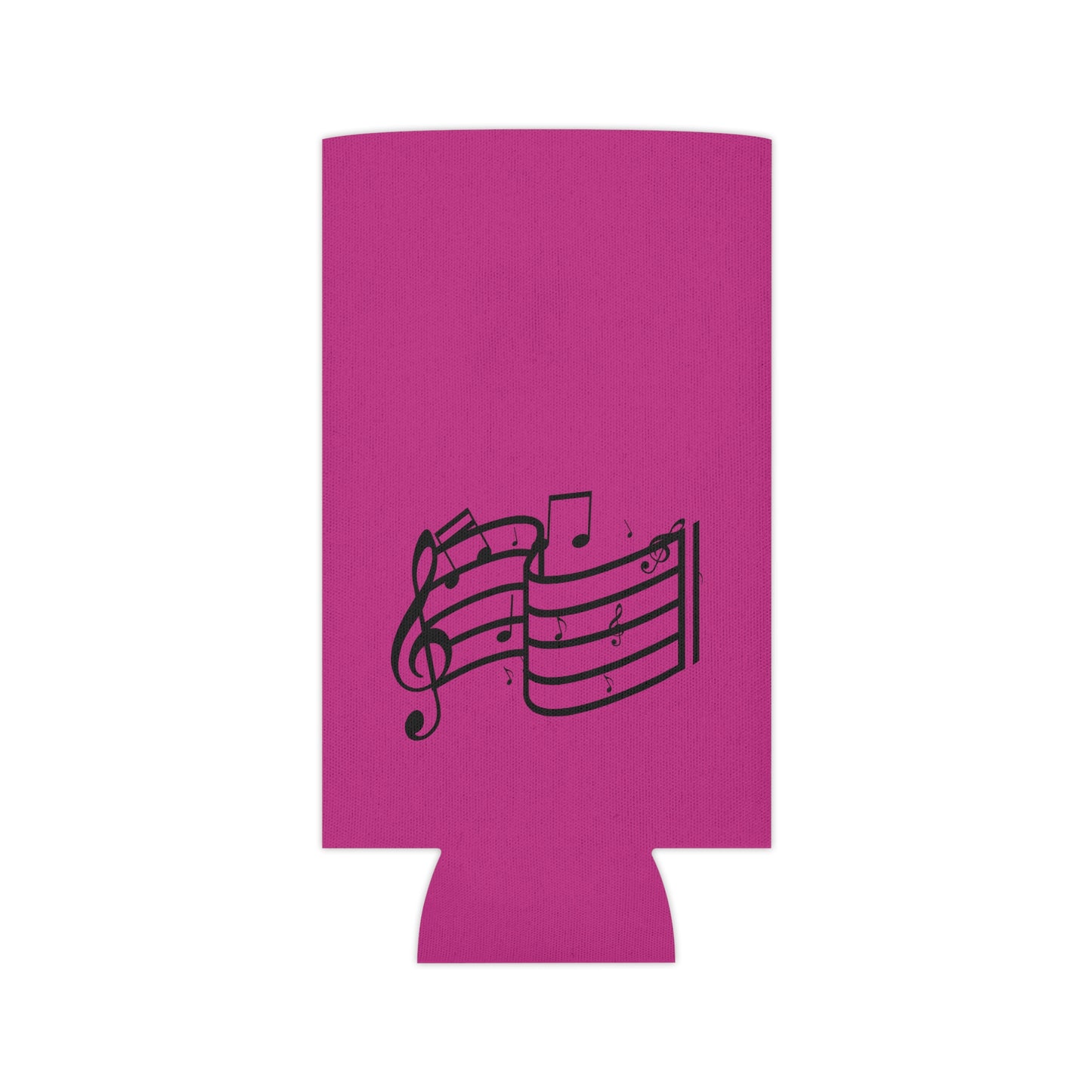Musical Notes Can Cooler – Pink Neoprene Beverage Koozie for Music Lovers