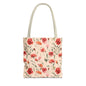 Floral Watercolor Tote Bag — Pink Red Poppy Pattern All-Over Print