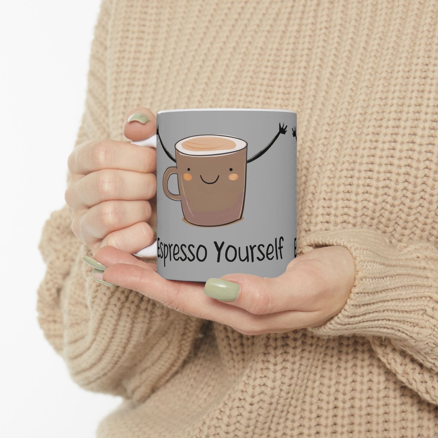Espresso Yourself Funny Coffee Mug — Cute High-Five Coffee Cups (11oz & 15oz)