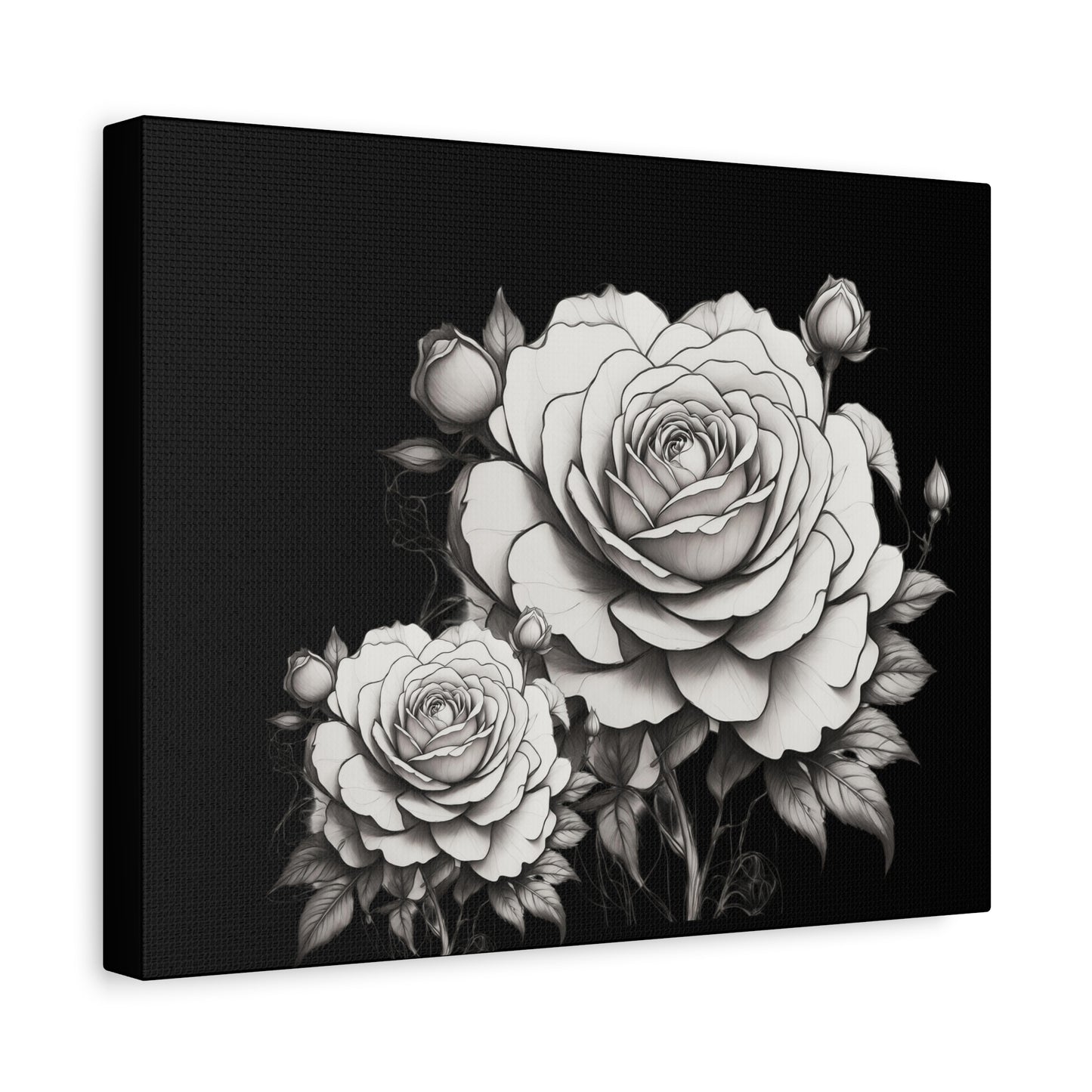 Monochrome Rose Canvas Print — Black & White Floral Wall Art