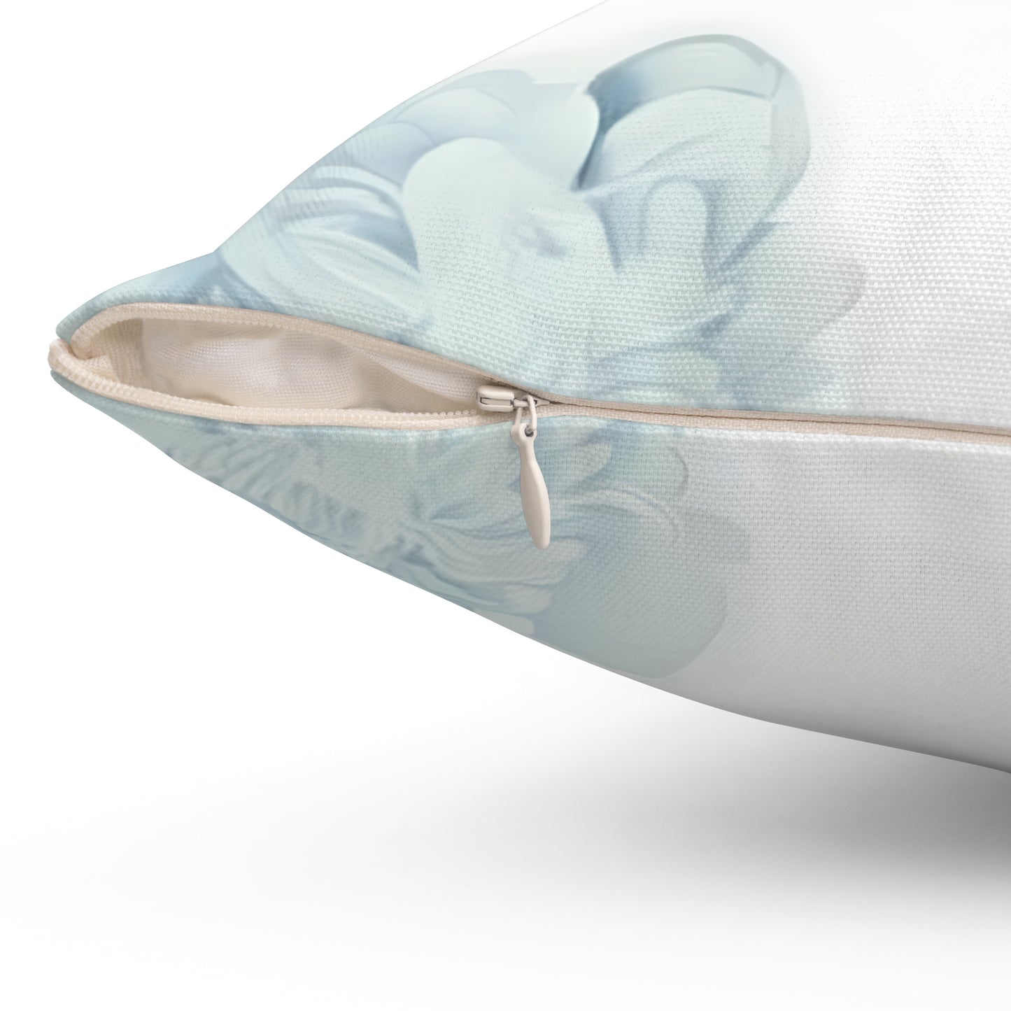 Monogram 'I' Floral Throw Pillow — Soft Blue Initial Accent Pillow