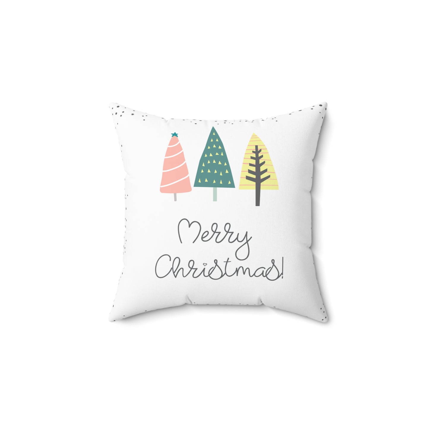 Merry Christmas Decorative Throw Pillow — Cute Pastel Tree Holiday Accent