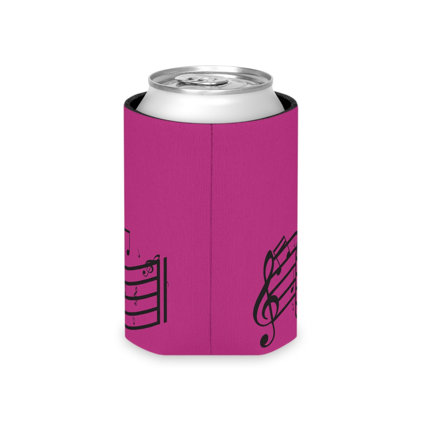Musical Notes Can Cooler – Pink Neoprene Beverage Koozie for Music Lovers