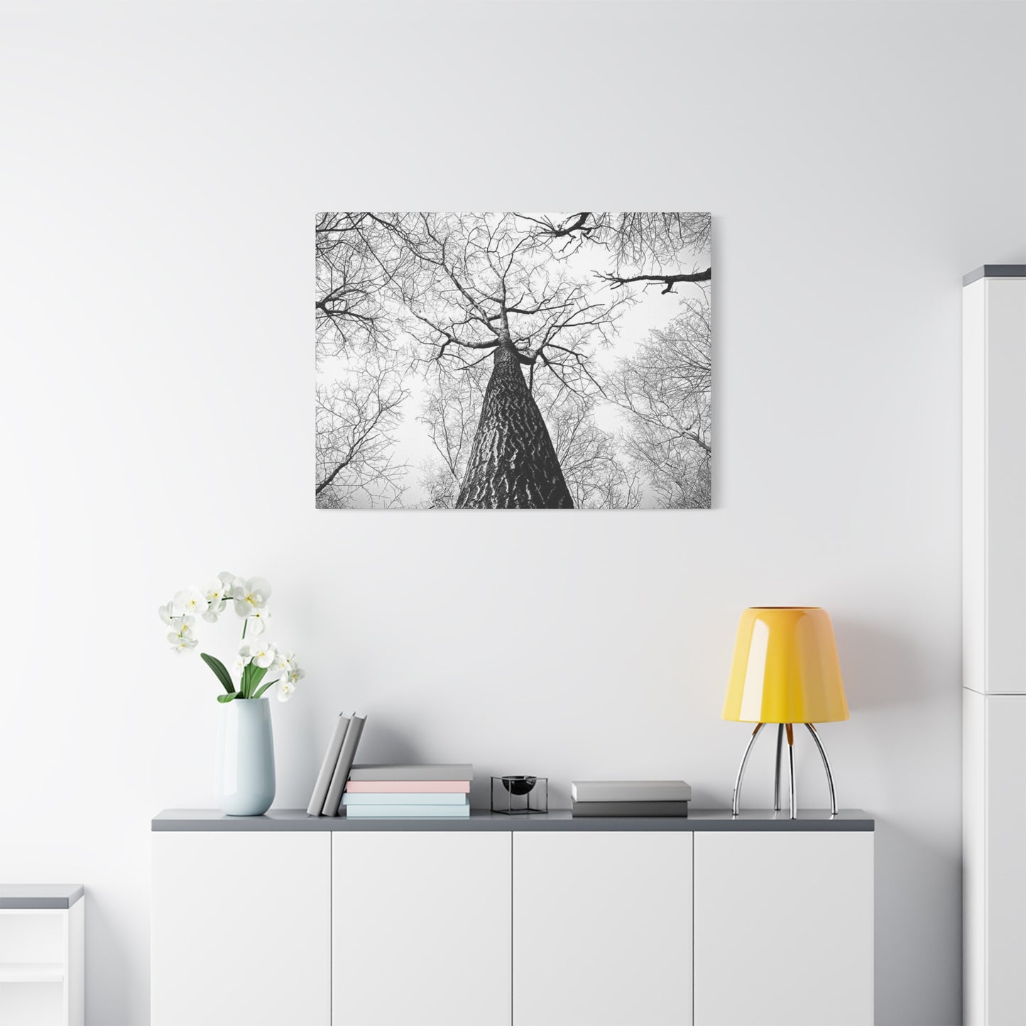 Black & White Tree Canopy Matte Canvas Wall Art — Upward Forest Photography