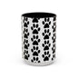 Paw Print Accent Coffee Mug - Dog Lover Gift, Black and White Pet Mug, Cute Animal Decor, Personalized Pet Owner Present, Coffee Tea Cup