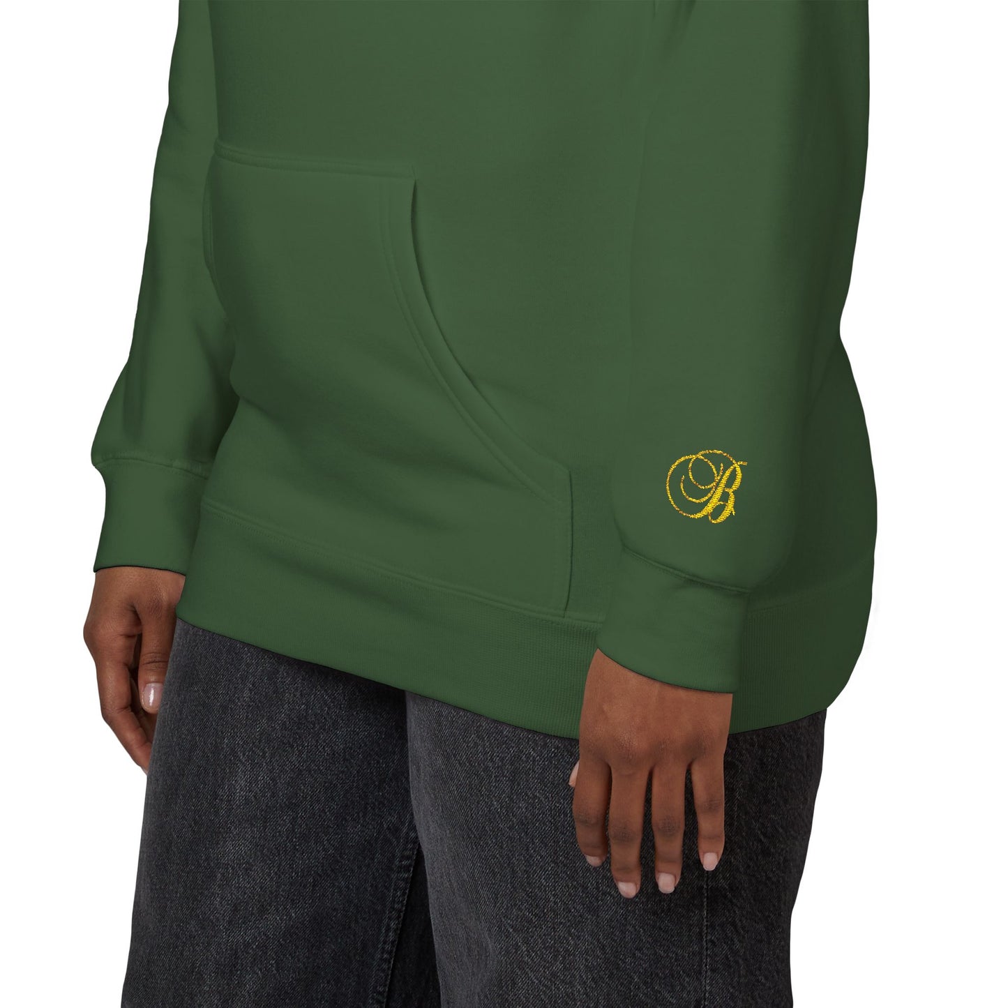 Coral Gold Floral Initial Hoodie — Monogram 'B' Casual Pullover