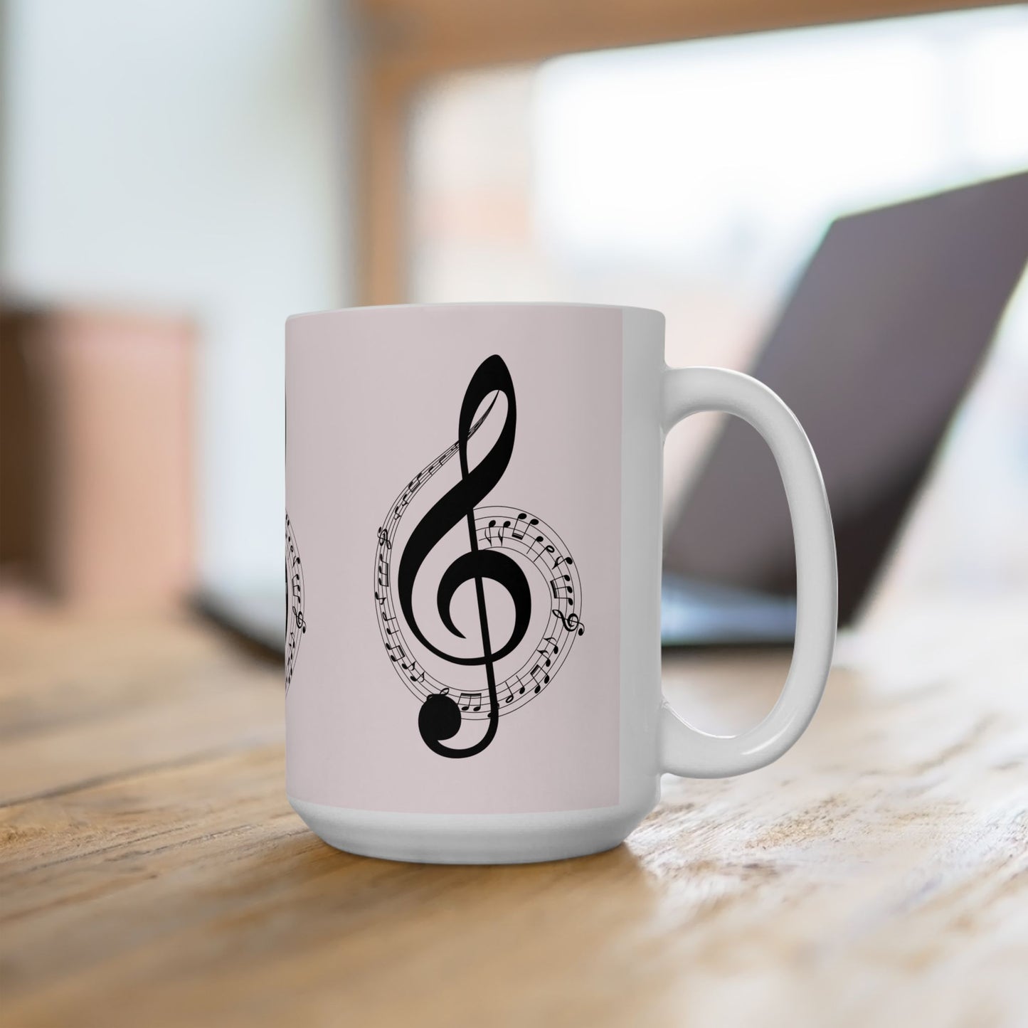 Musical Treble Clef Ceramic Mug — Sheet Music Coffee Cup (11oz & 15oz)