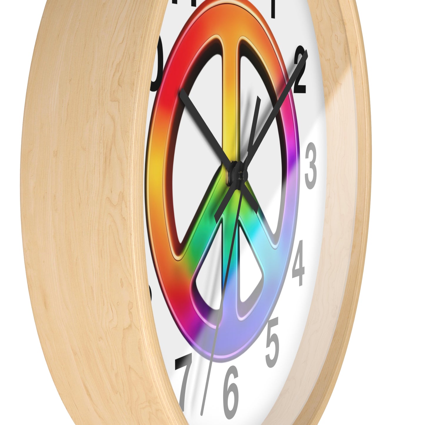 Rainbow Peace Sign Wall Clock | Retro Hippie Decor