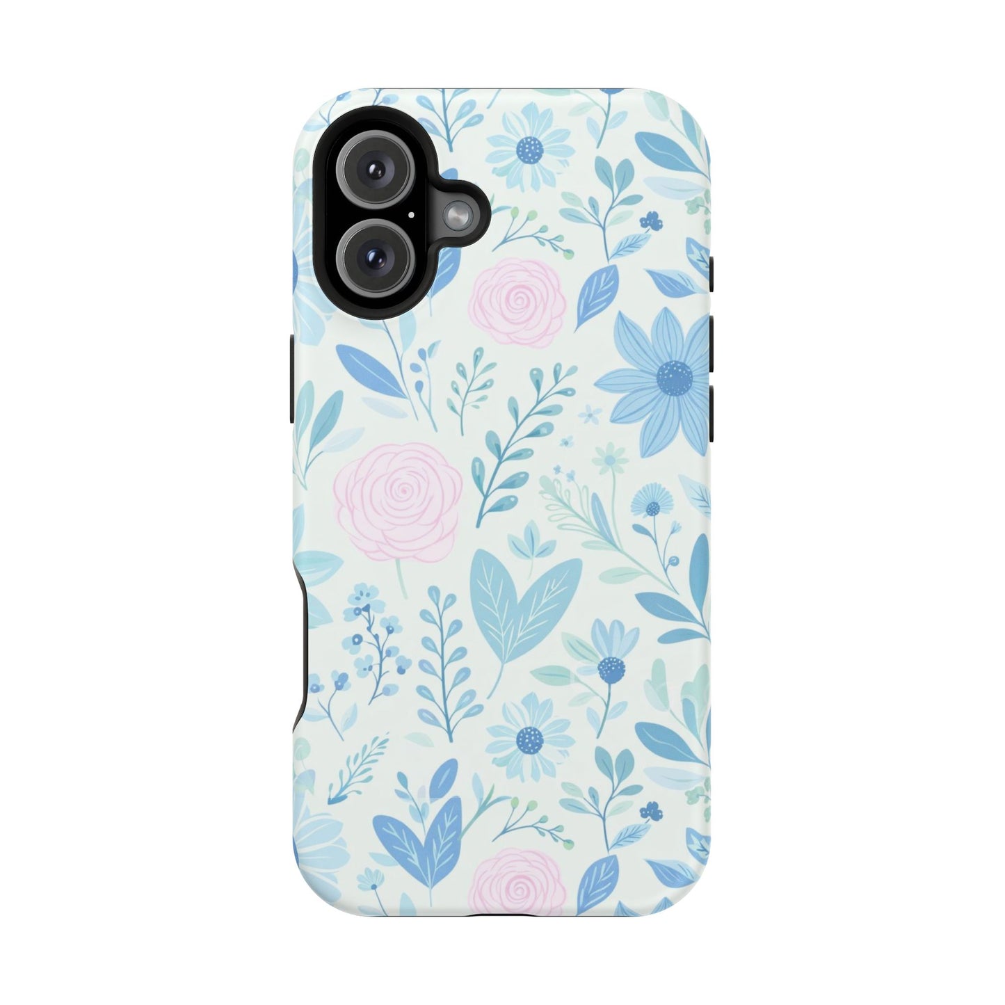 Floral Pastel Magnetic Impact Phone Case — Blue & Pink Botanical Design