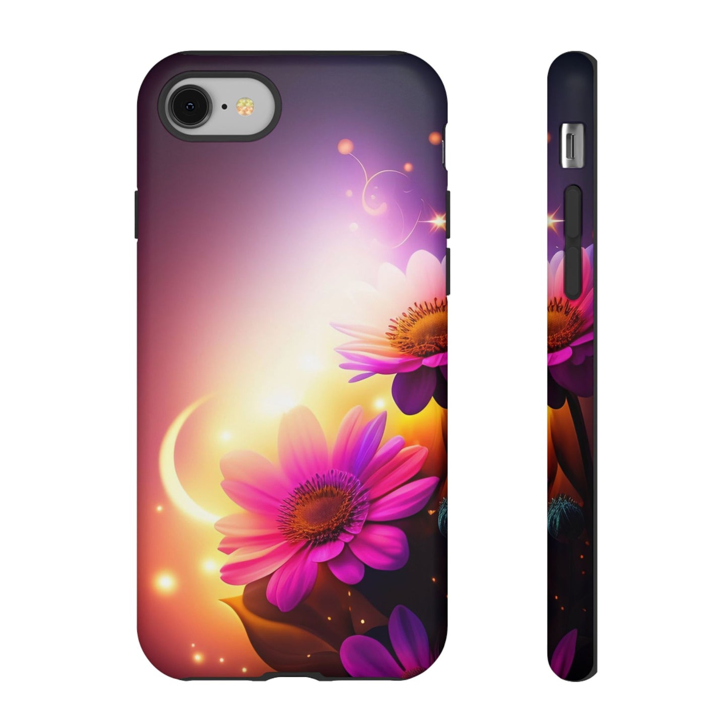 Floral Moonlight Phone Case – Purple Daisy Protective Cover