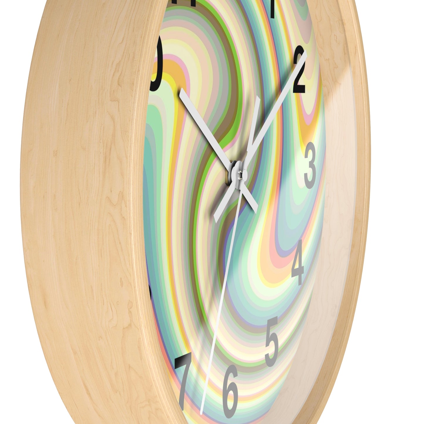 Swirl Pastel Wall Clock — Retro Psychedelic Timepiece for Home Decor