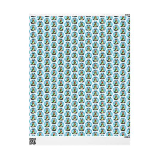 Wrapping Paper — Cheerful Reindeer Pattern Holiday Gift Wrap