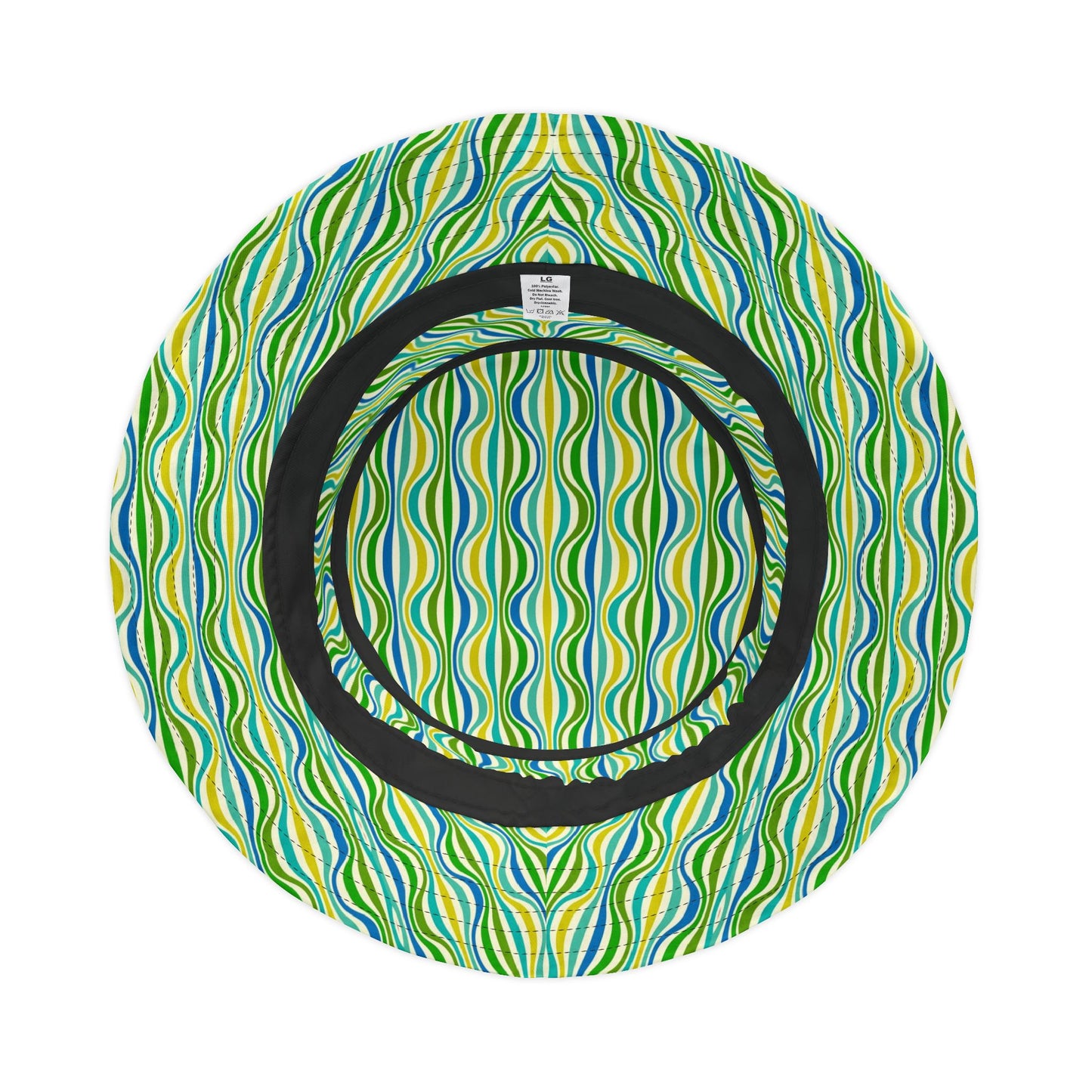 Green Wave Pattern Bucket Hat — Retro Groovy Summer Sun Hat