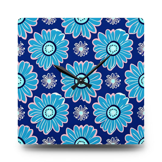 Floral Acrylic Wall Clock, Colorful Home Decor, Unique Gift for Her