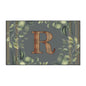 Personalized Monogram Floor Mat - Rustic Wood 'R' with Greenery Welcome Rug - Letter R