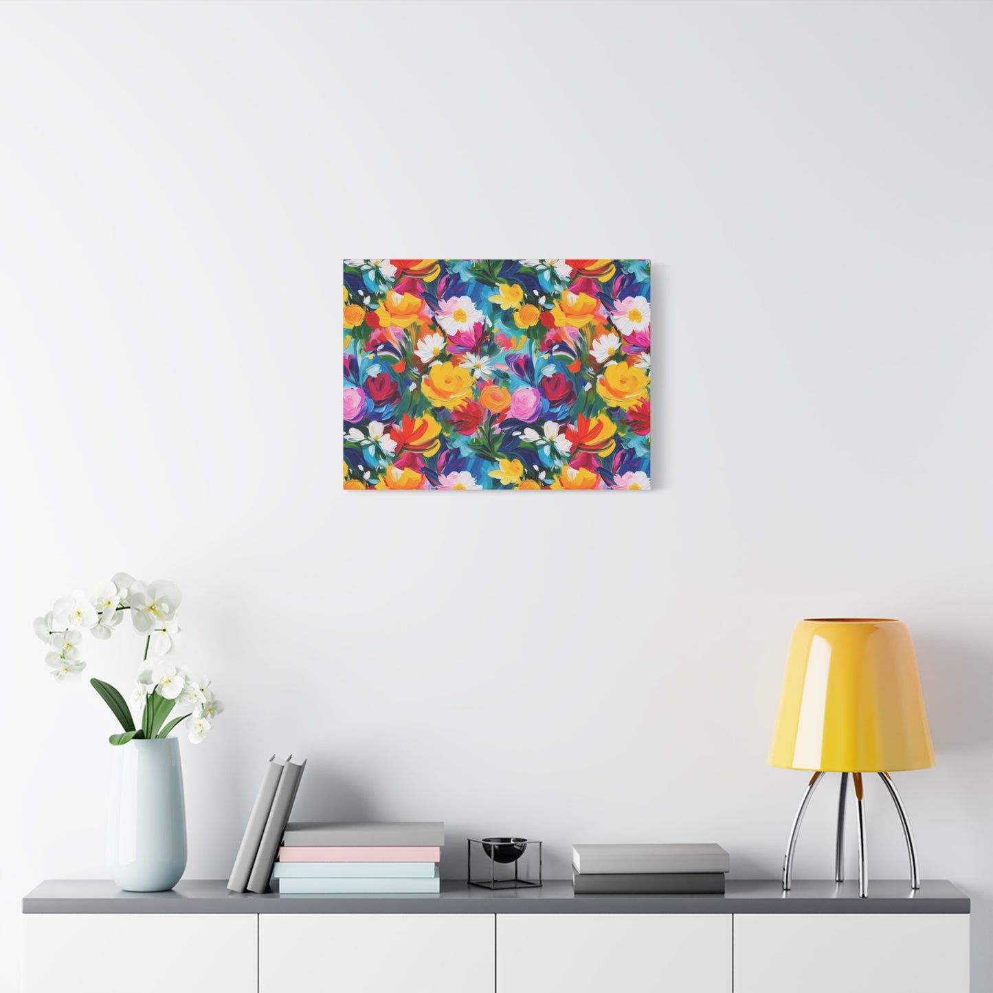 Vibrant Floral Matte Canvas Wall Art — Colorful Garden Print, Stretched 1.25"