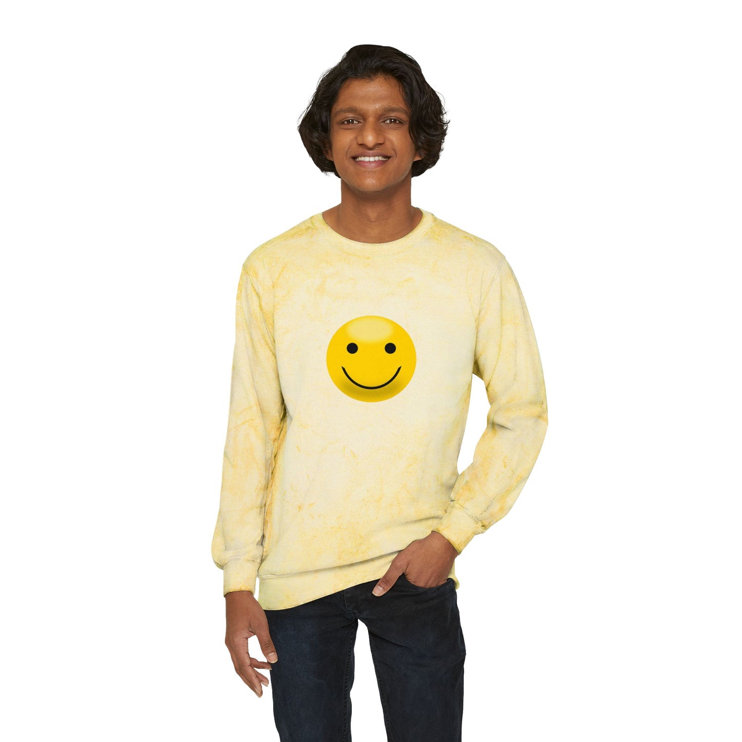 Cheerful Tie-Dye Crewneck Sweatshirt | Smiley Face Unisex Sweatshirt