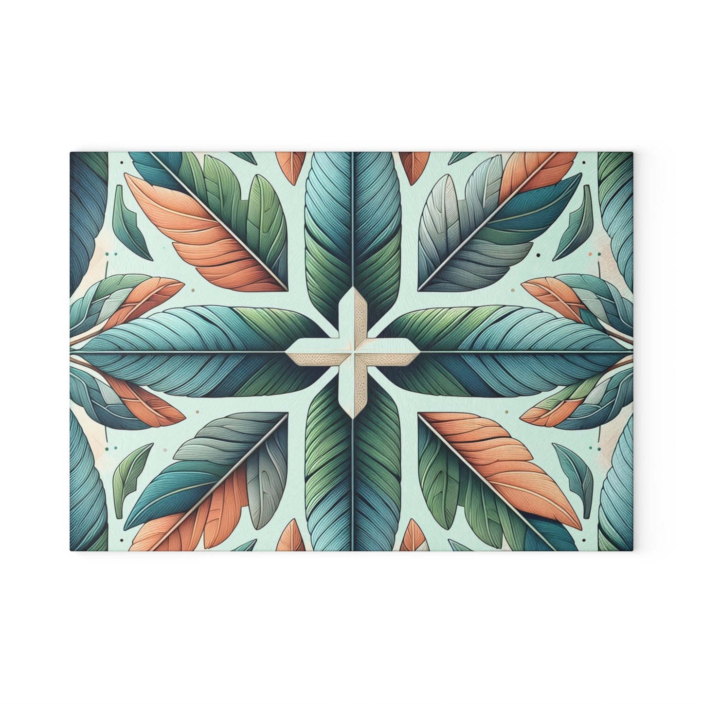 Tropical Leaf Glass Cutting Board — Decorative Kitchen Chopping Board