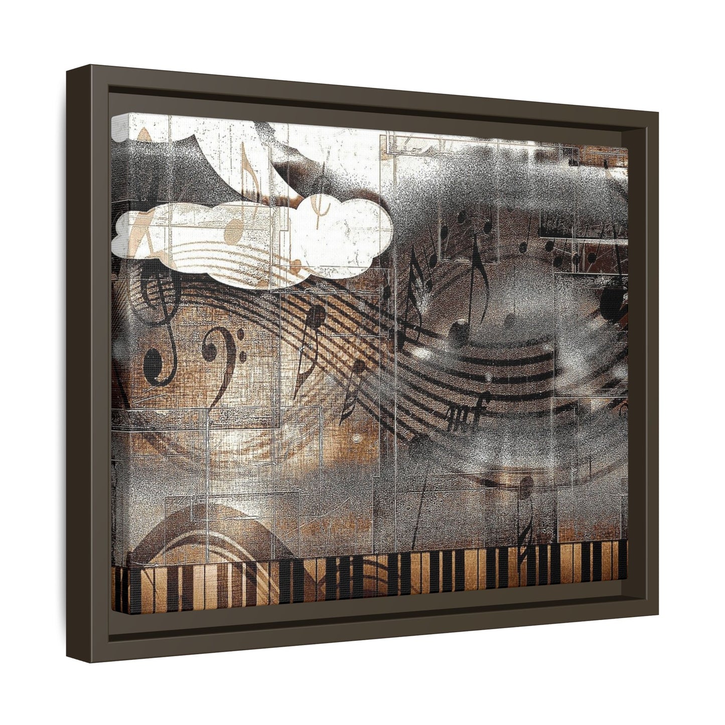 Framed Music Notes Canvas Print — Abstract Vintage Piano & Sheet Music Wall Art