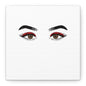 Glam Eyes Matte Canvas Wall Art — Brown Eyes with Red Lashes