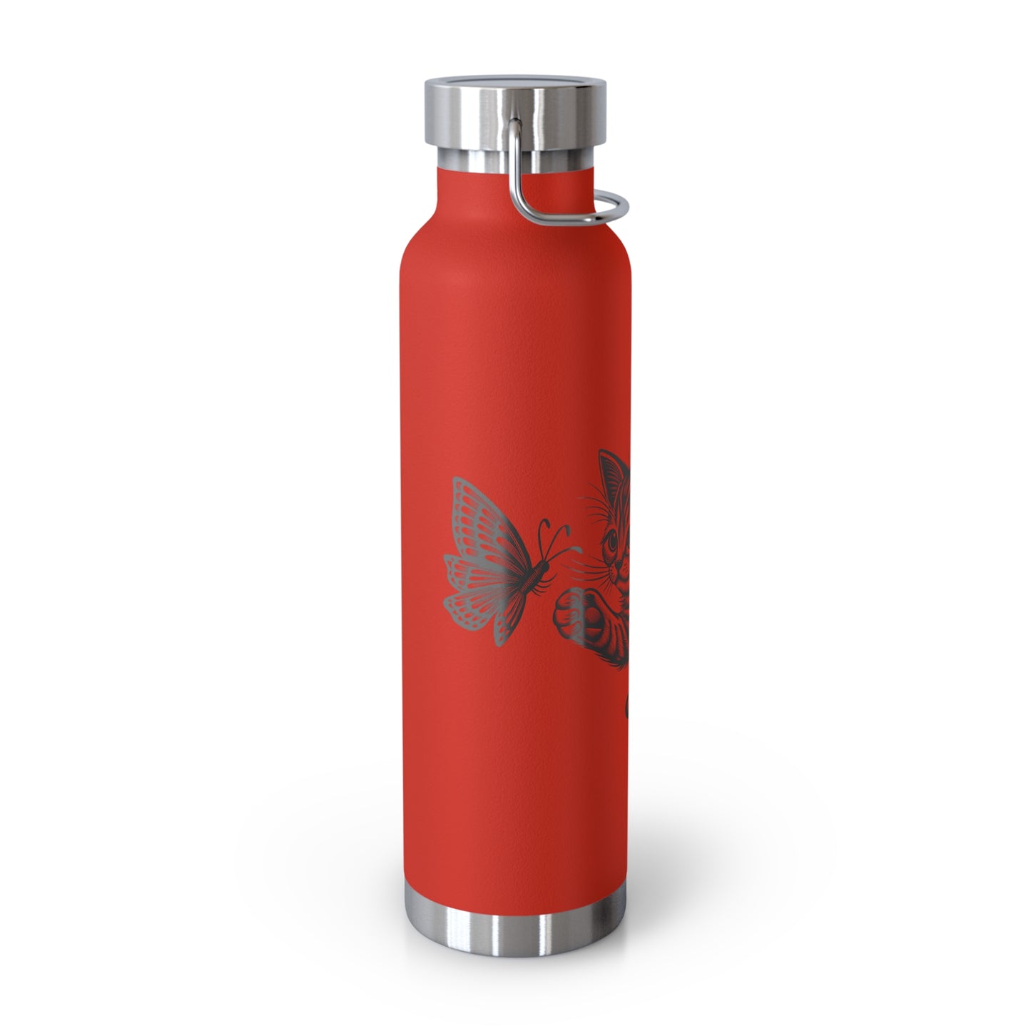 Cat and Butterfly Insulated Water Bottle -  22oz insulated bottle