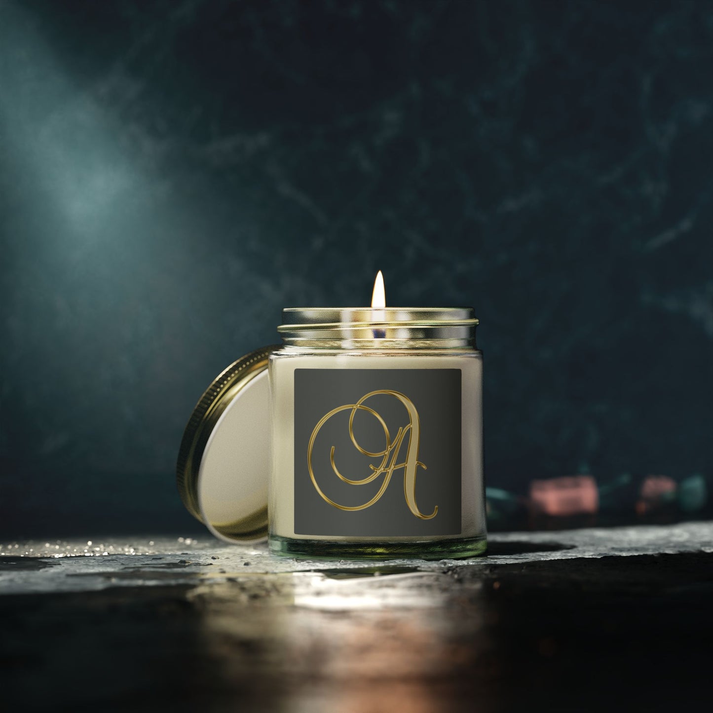 Monogram 'A' Coconut Apricot Scented Candle (4oz/9oz)