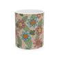 Floral Doodle Ceramic Mug – Retro Flower Pattern Coffee Cup (11oz & 15oz)