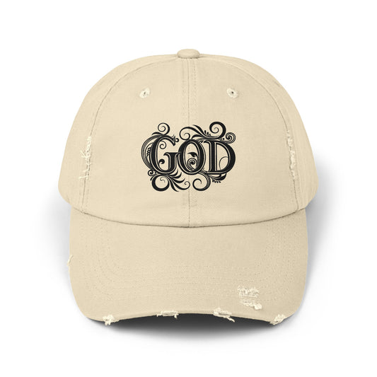 Distressed God Cap, Unisex Casual Hat, Trendy Vintage Cap, Faith Inspired Headwear, Gift for Religious Devotees