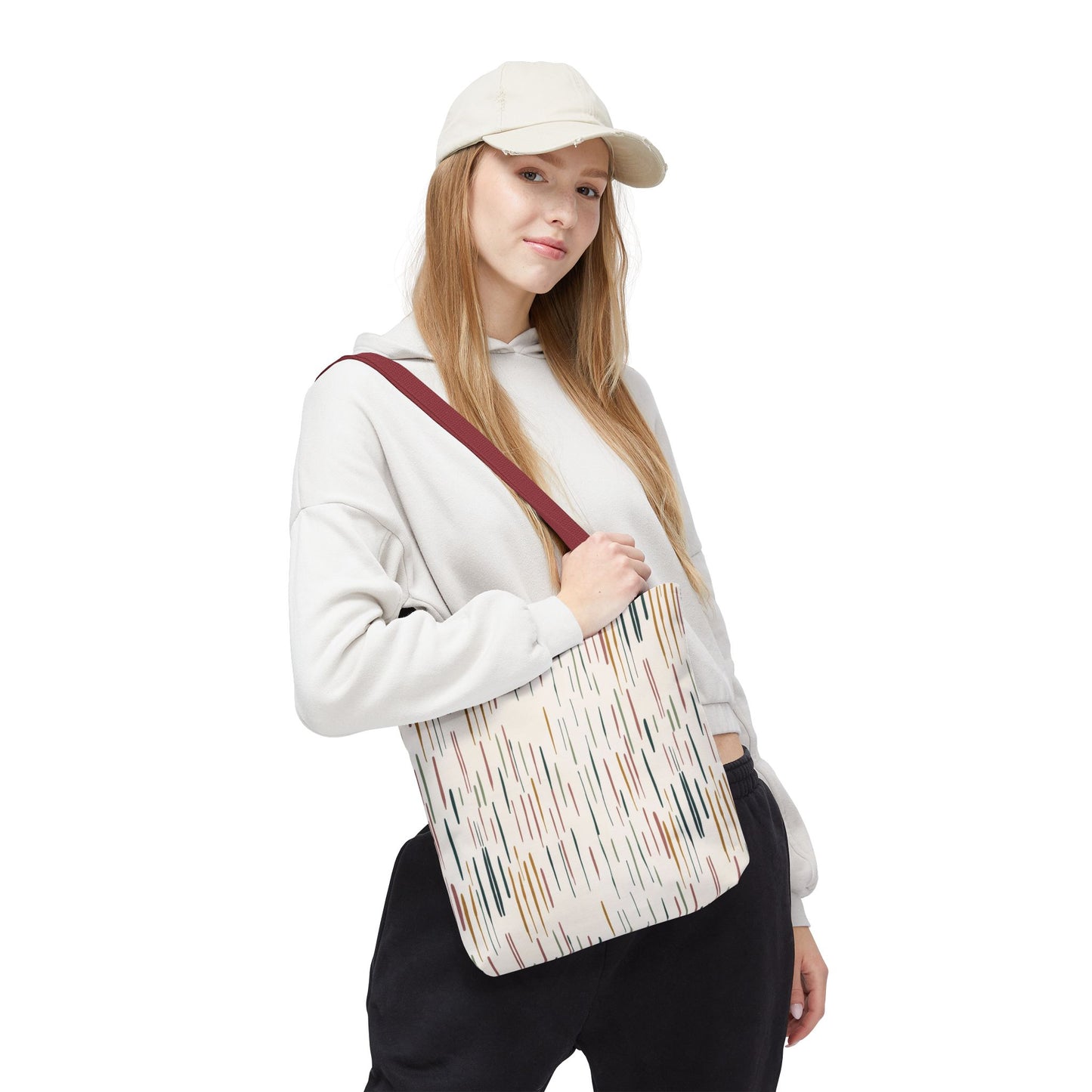 Earth Tones Abstract Stripe Tote Bag — Minimalist Boho Canvas Shopper