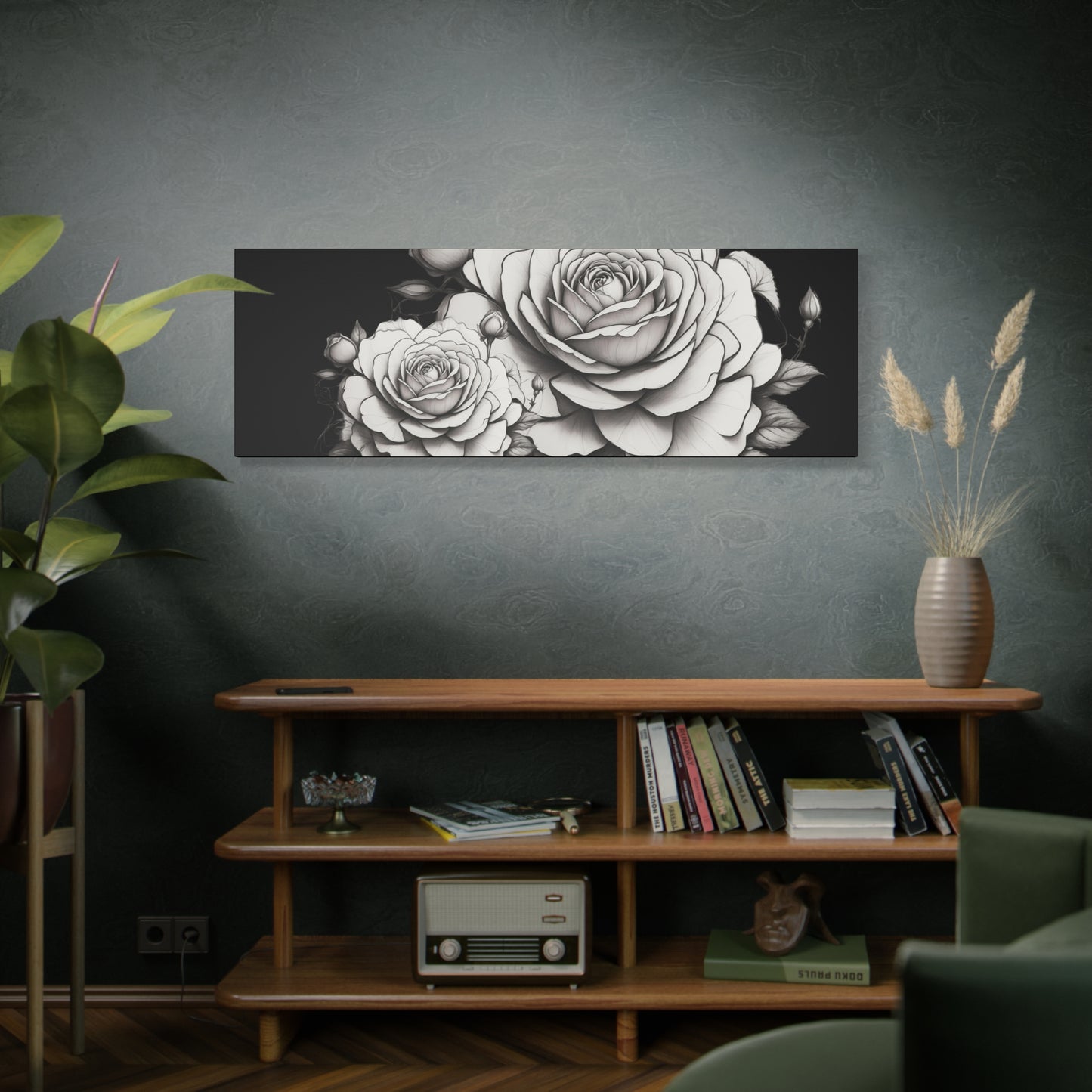 Monochrome Rose Canvas Print — Black & White Floral Wall Art