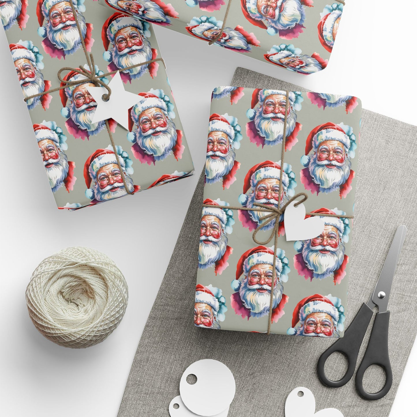 Santa Face Wrapping Paper Roll — Festive Holiday Gift Wrap