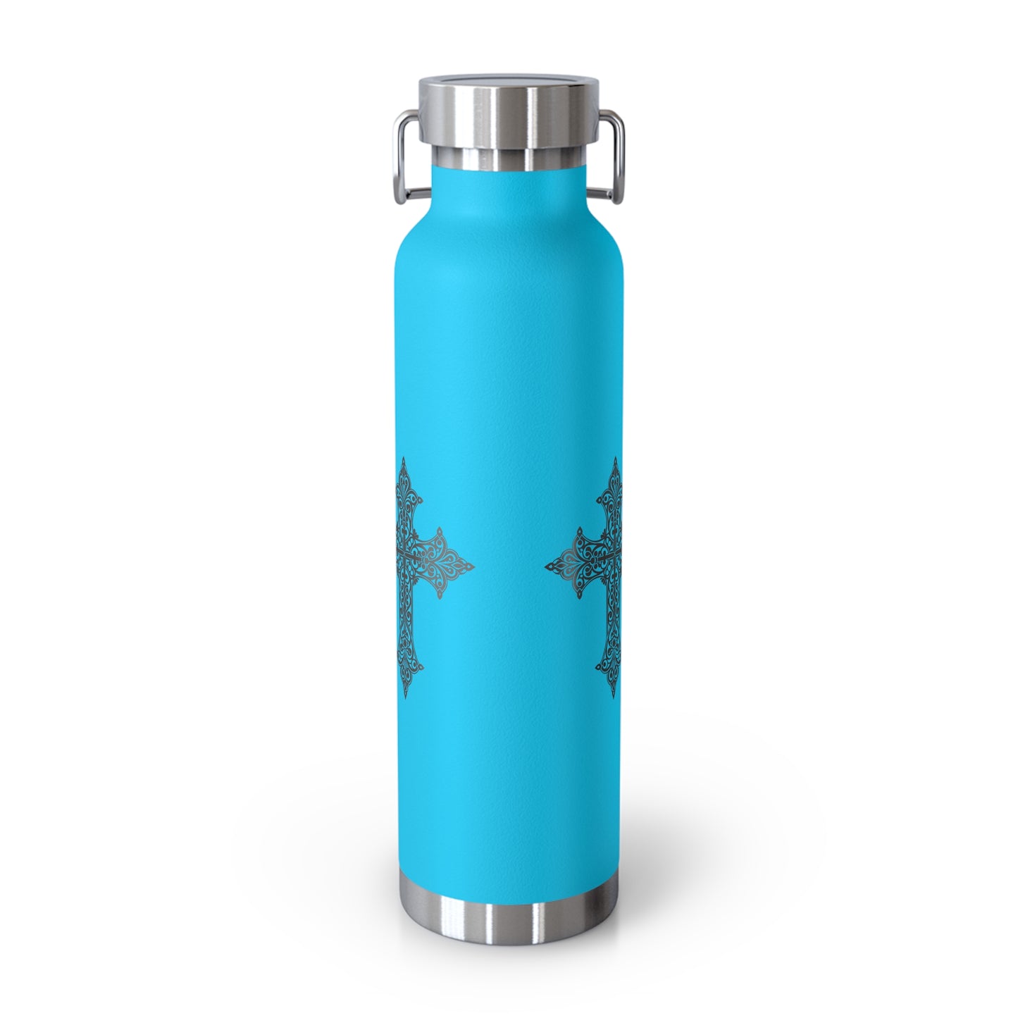 Stylish Copper Insulated Water Bottle - 22oz, Cross Design, Travel Flask, Gift for Him/Her, Unique Outdoor Hydration