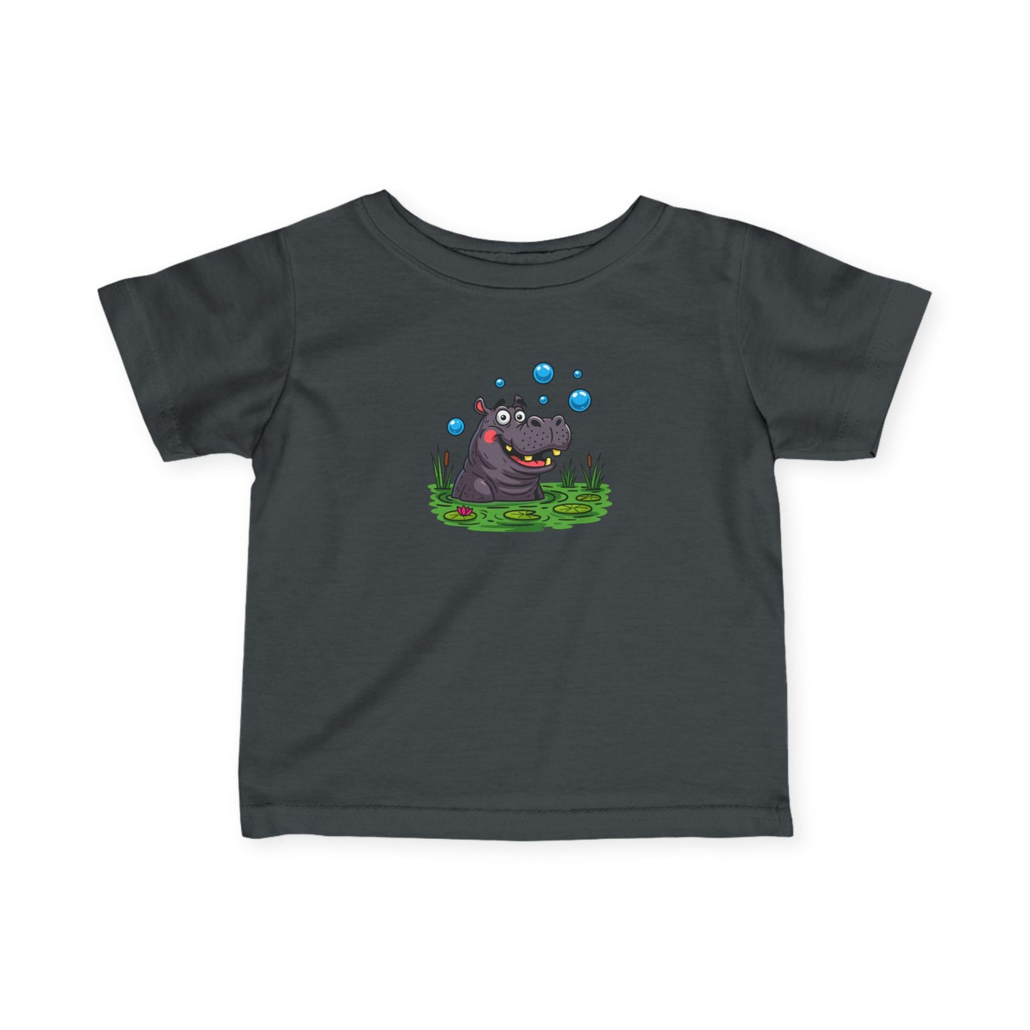 Cute Hippo Infant Tee with Bubbles, Baby Shirt, Toddler T-Shirt, Fun Kids Clothing, Unique Baby Gift, Pram Outfit