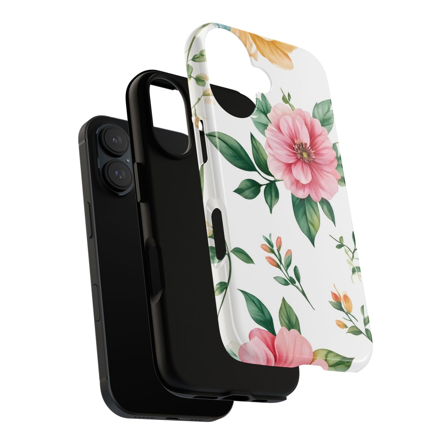 Floral Tough Phone Case — Pink Peony Protective Phone Cover