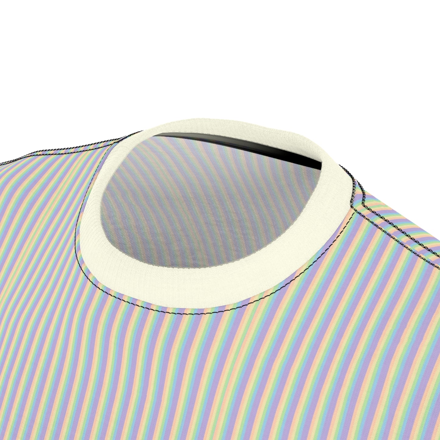 Striped Pastel Tee with Floral Pin Graphic