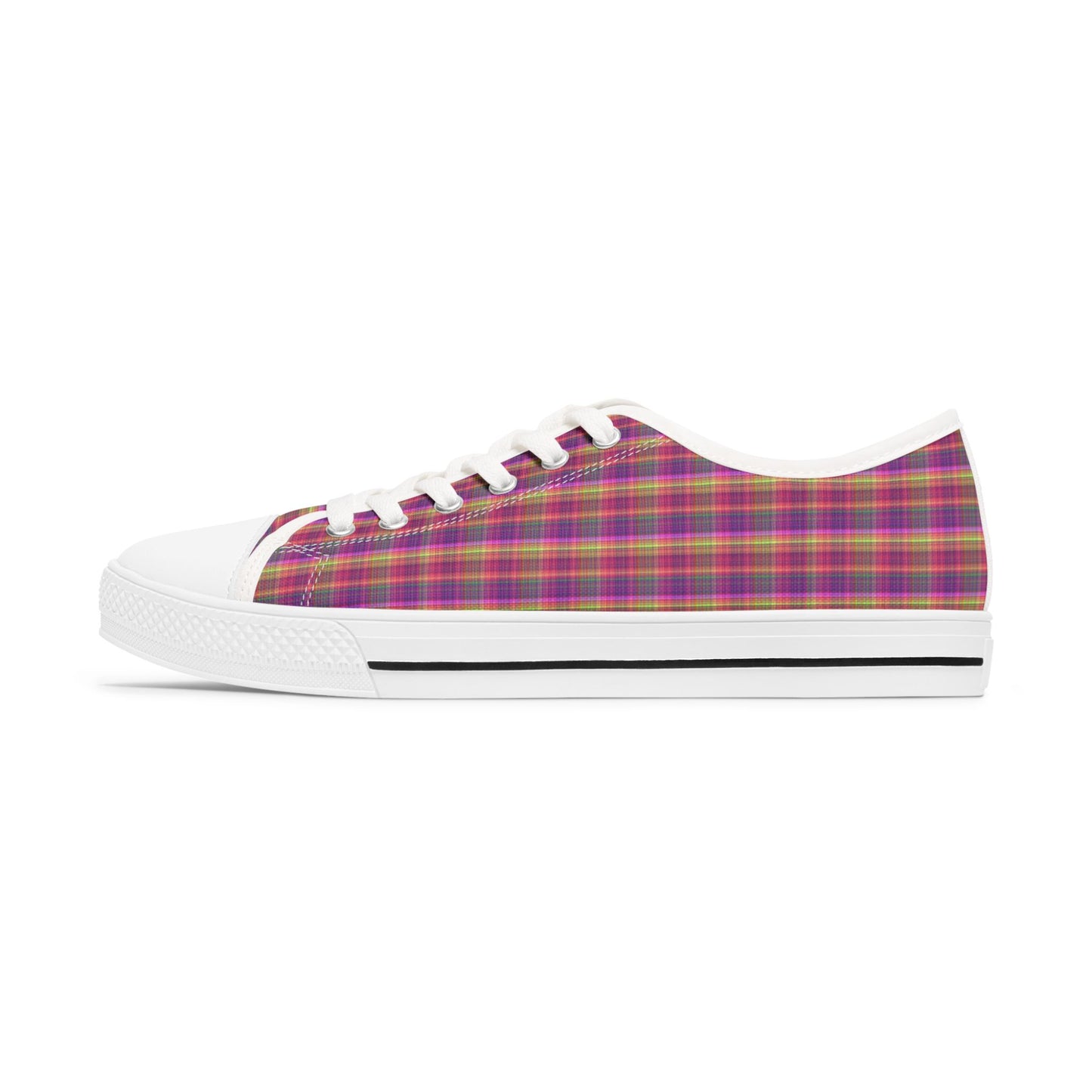 Plaid Low Top Sneakers — Women's Casual Canvas Shoes