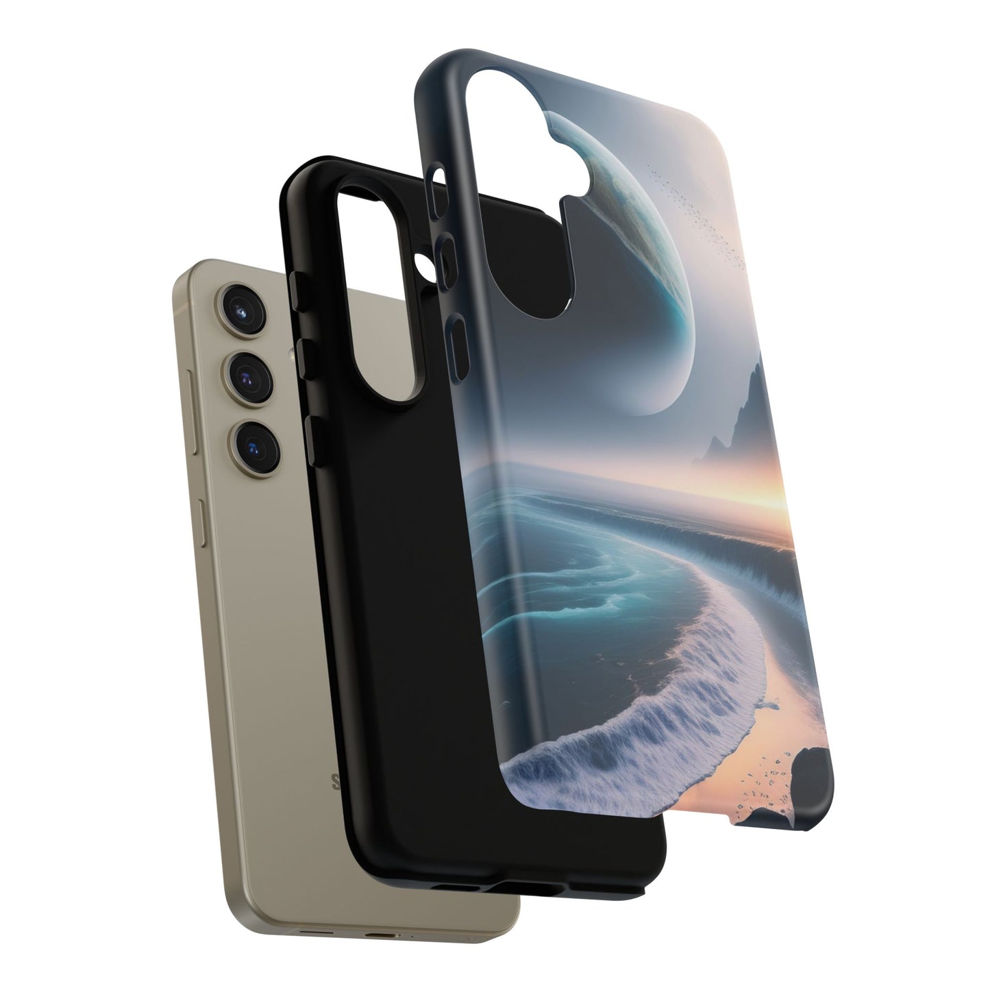 Galaxy Ocean Phone Case — Surreal Planet Beach Tough Case